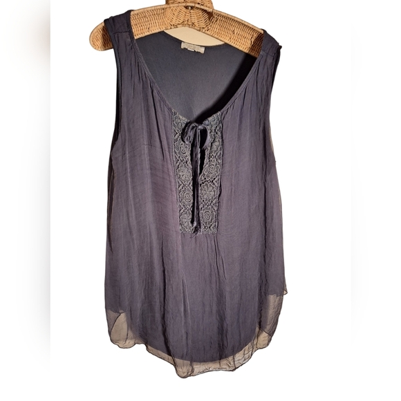 Keysha Silk Blend Babydoll Style Top Made in Italy Ladies Med Whimsigoth Hippie - Picture 4 of 7